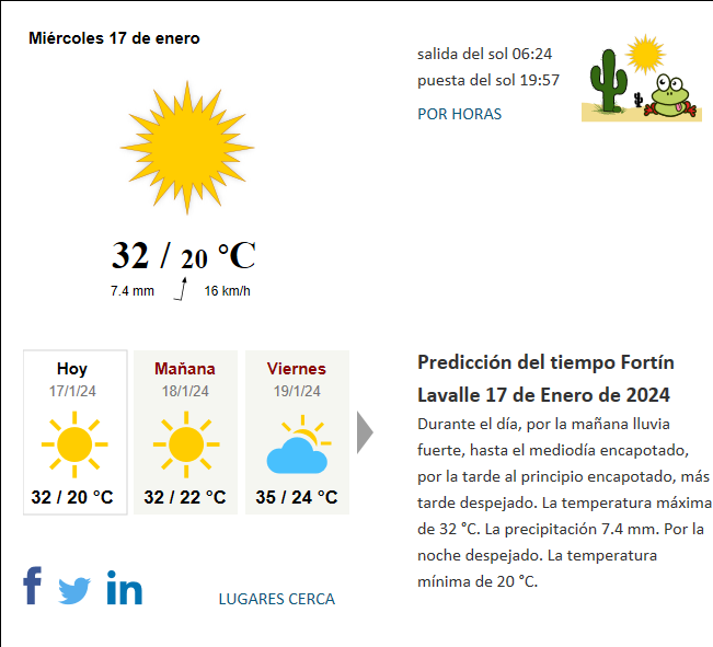 Tiempo Fort n Lavalle Argentina Hoy actual predicci n del